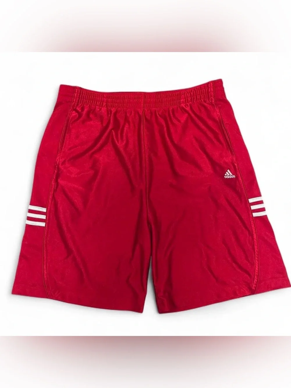 Adidas Red White 3 Stripe Gym Training Shorts Mens Large Baggy Loose VTG Y2K